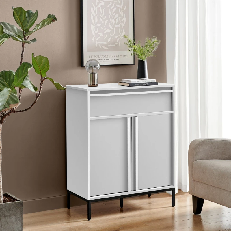 Image of FurnitureboxUK FurnitureboxUK Svit Small Storage Sideboard in Off White Off White One Size Unisex 5060661188122