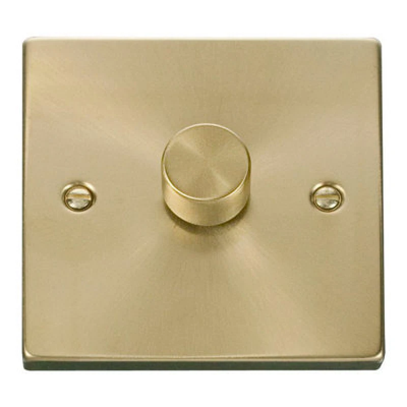 Image of SE Home Satin / Brushed Brass 1 Gang 2 Way LED 100W Trailing Edge Dimmer Light Switch Gold unisex