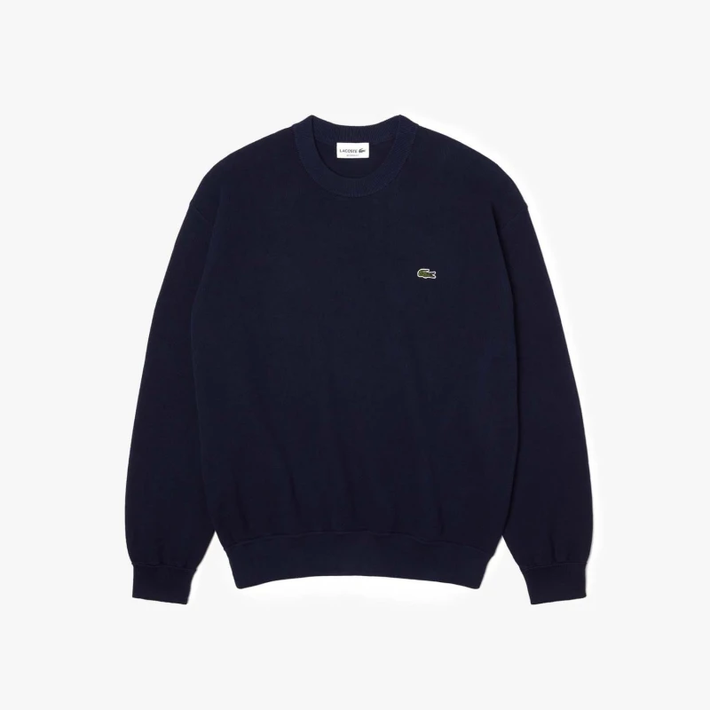 Image of Lacoste Round Neck Organic Cotton Sweatshirt - Blue Blue XS