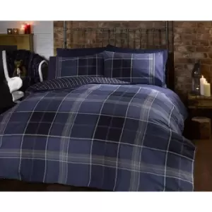 Image of Blue Argyle Tartan Checked Duvet Cover Quilt Bedding Set - Single Size