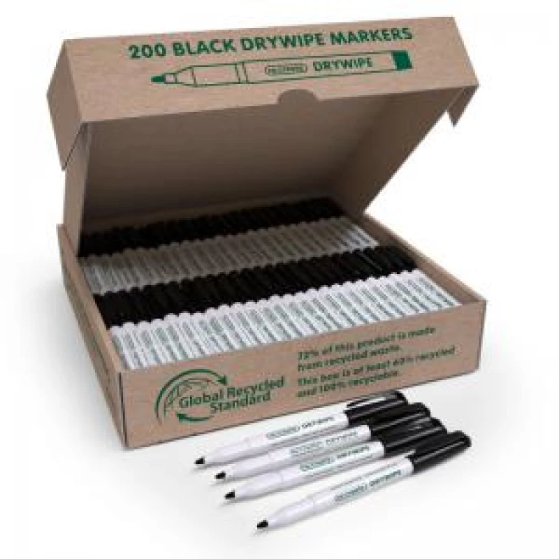Image of Show-me Re:create Drywipe Pens Black (Pack 200) - RDME200 RDME200