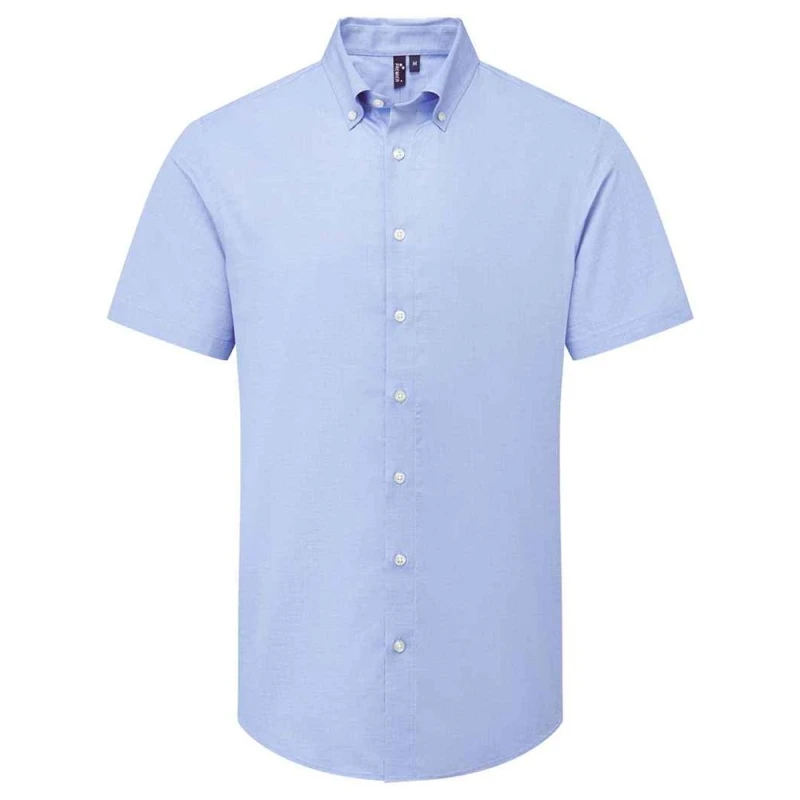 Image of Premier Premier Men Supreme Oxford Short-Sleeved Formal Shirt in Blue Size: X-Small Blue XS Male 5063703954983
