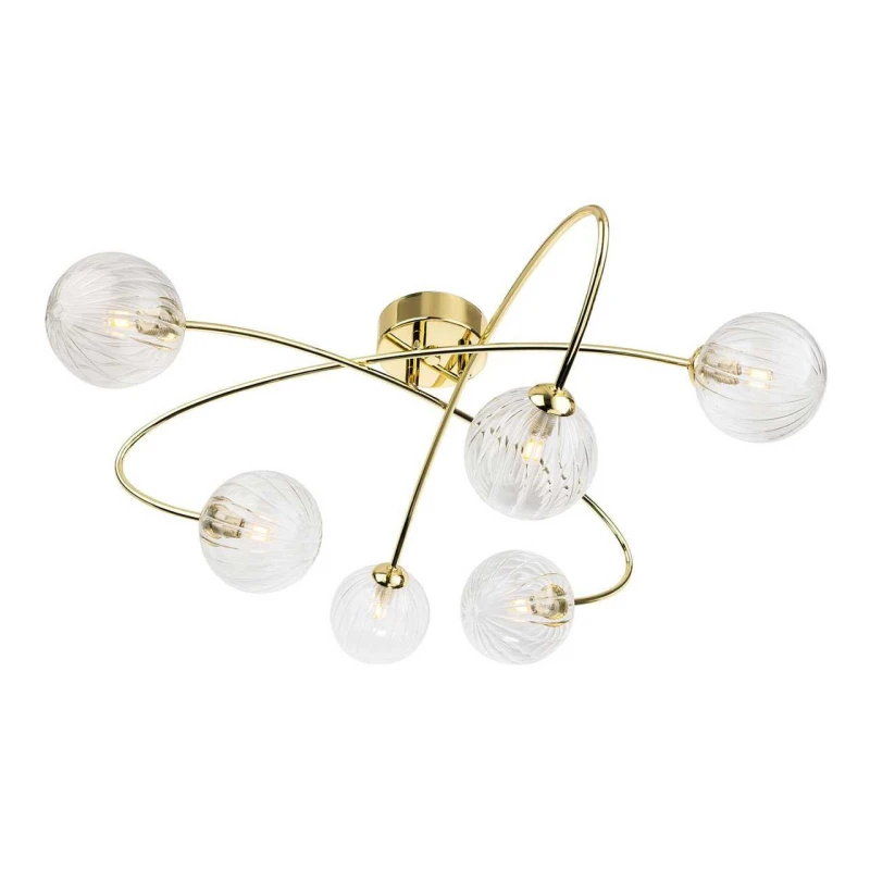 Image of Firstlight Atom 6-Light Semi-Flush Ceiling Light Clear in Brass