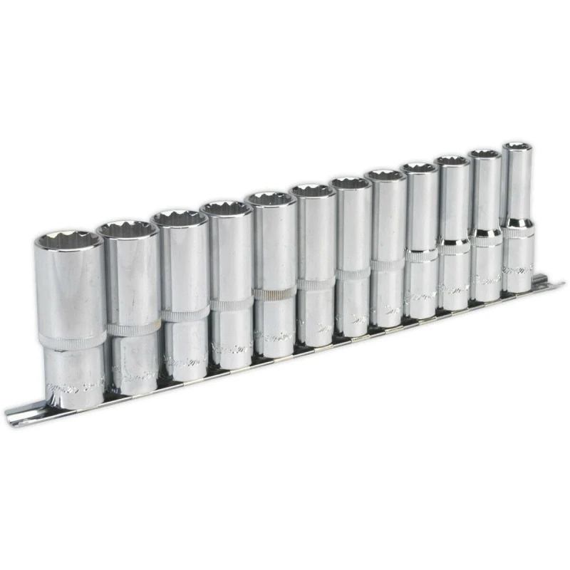 Image of Loops 12 PACK - DEEP Socket Set - 1/2" Metric Square Drive - 12 Point WallDrive Torque Multi