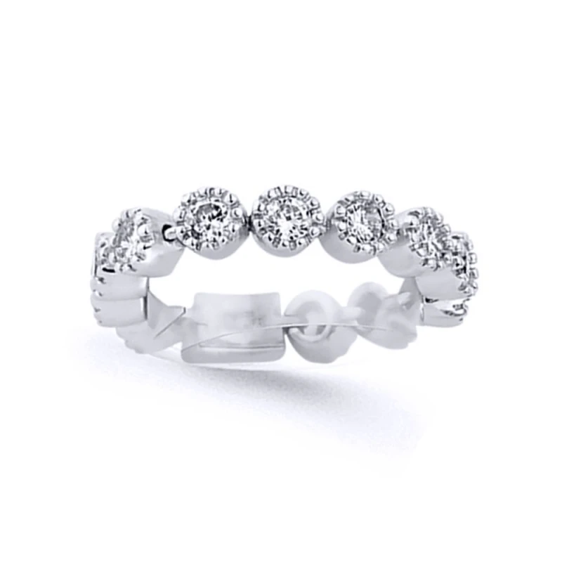 Image of Jewelco London Sterling Silver CZ Flexible "Finger Bracelet" Eternity Ring - GVR632 Silver