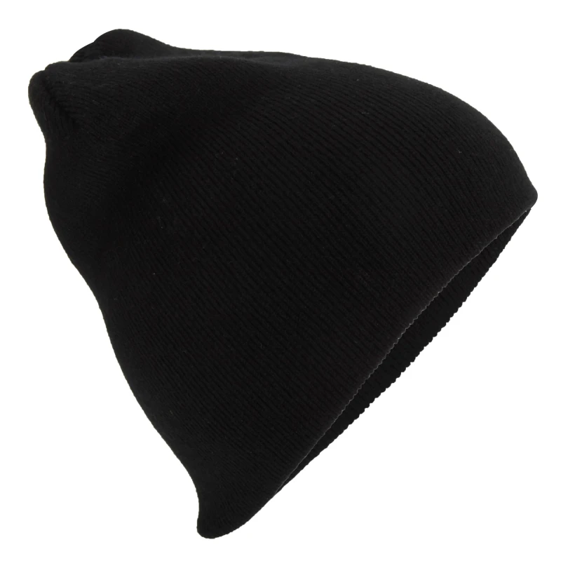 Image of Beechfield Beechfield Men Plain Basic Knitted Winter Beanie Hat in True Black True Black One Size Male 5055747774016
