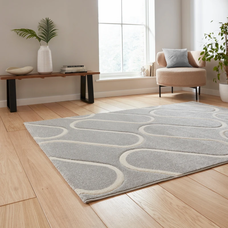Image of Catherine Lansfield Linear Curve Modern Geometric Rug