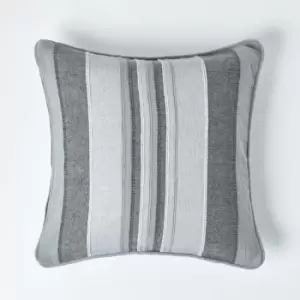 Image of Cotton Striped Grey Cushion Cover Morocco , 45 x 45cm - Grey - Homescapes