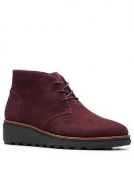 Image of Clarks Sharon Hop Wedge Boots - Burgundy