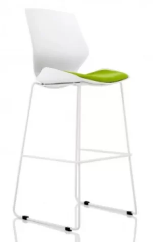 Image of Florence White Frame High Stool in Myrrh Green