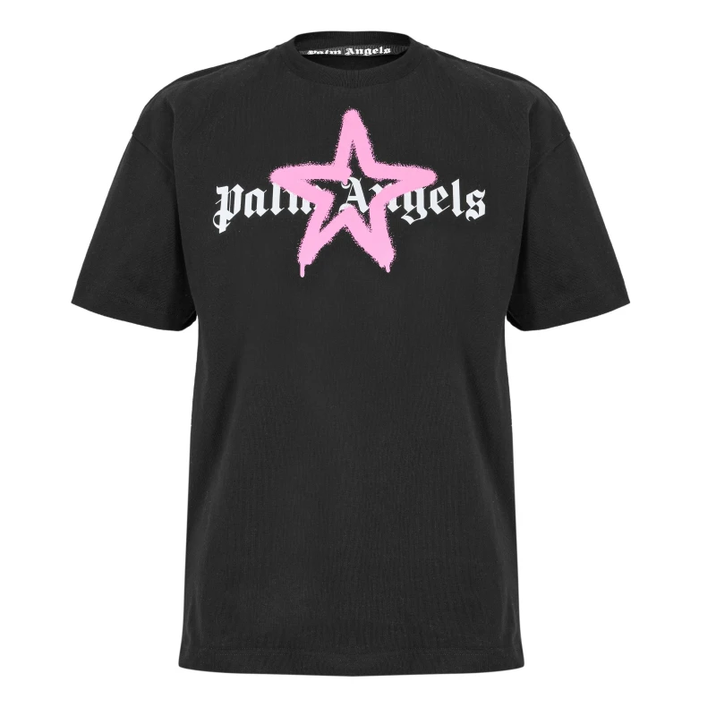Image of Palm Angels Mens La Mono T-Shirt Black Pink male 2XL