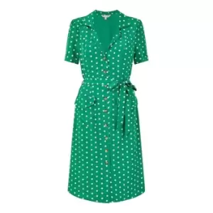 Image of Yumi Green Spot Retro Shirt Dress - Green