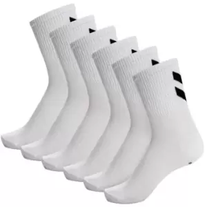 Image of Hummel Chevron 6 Pack of Crew Socks - White