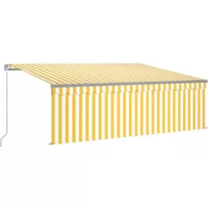 Image of Manual Retractable Awning with Blind&LED 4x3m Yellow&White vidaXL - Yellow