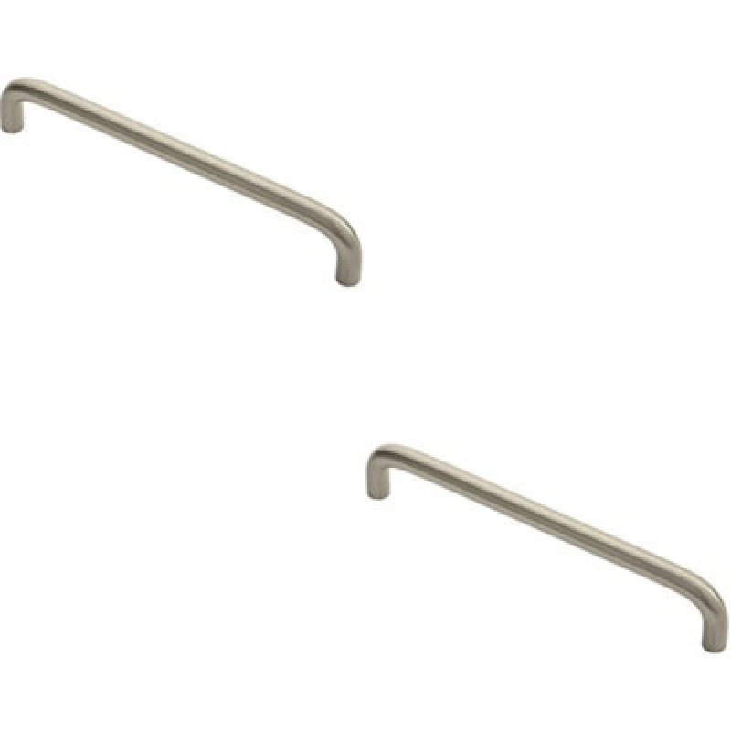 Image of Loops 2x Round D Bar Cabinet Pull Handle 170 x 10mm 160mm Fixing Centres Satin Nickel Metallics unisex