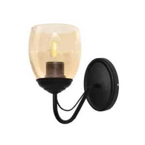 Image of Allena Wall Lamp Black, Amber 10cm