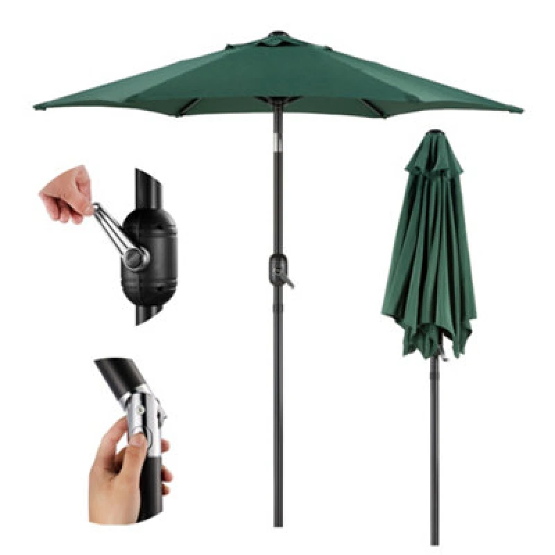 Image of Vonhaus 2m Dark Green Steel Parasol 2502076