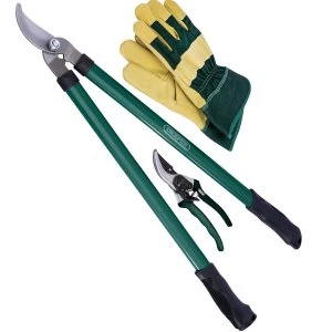 Image of Draper 3 Piece Loppers44 Secateurs and Gloves Set