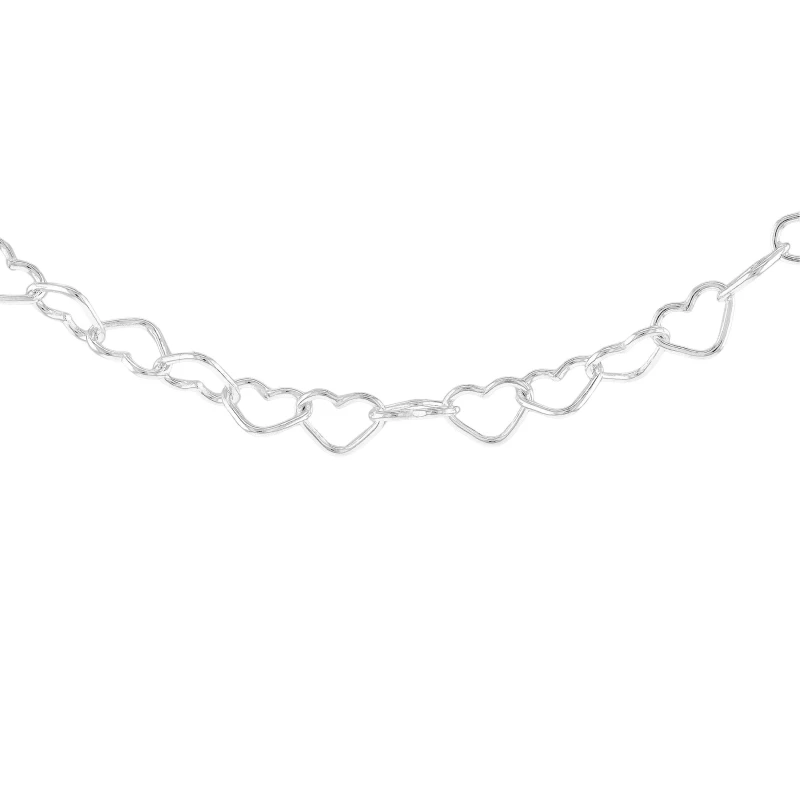 Image of Be You Sterling Silver Open Heart-Link Chain Sterling Silver female 18inch