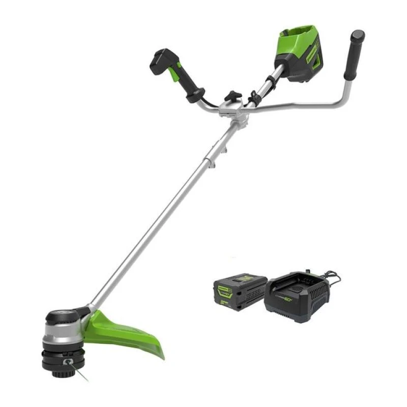 Image of Greenworks 60V 40cm Brushless Bike Handle Brushcutter & Line Trimmer with 60V 4Ah Battery & Charger