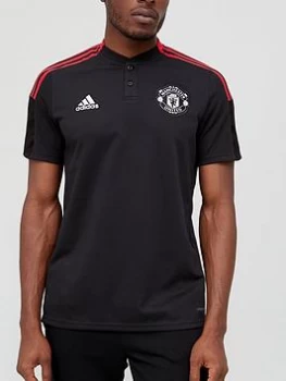 Image of adidas Mens Manchester United Polo Shirt - Black, Size S, Men