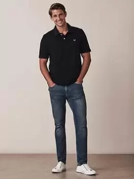 Image of Crew Clothing Classic Pique Polo - Navy Blue, Navy Blue Size M Men