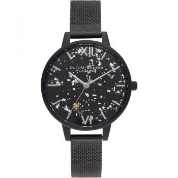 Image of Olivia Burton Matte Black Boucl Mesh Celestial Watch
