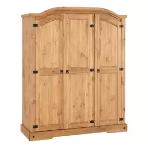 Image of Seconique Corona 3 Door Wardrobe - Distressed Waxed Pine
