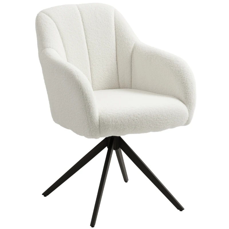 Image of HOMCOM HOMCOM 360 Degree Swivel Accent Chair, Teddy Fleece Fabric Armchair, White White Armchair Unisex 5063603445789