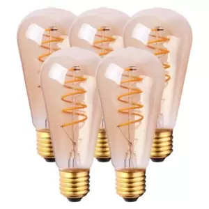 Image of 4 Watts ST64 E27 LED Bulb Vintage Warm White Dimmable, Pack of 5