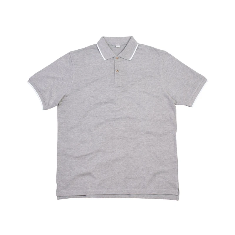 Image of Mantis Mantis Men Tipped Polo Shirt in Pale Grey Size: Medium Pale Grey M Male 5063470425709