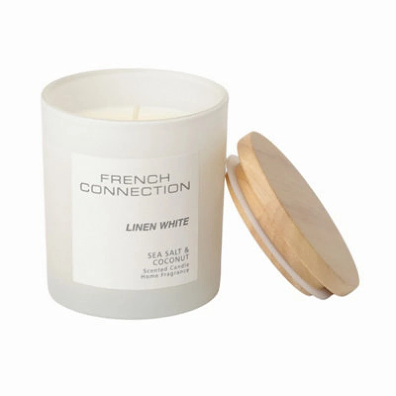Image of French Connection French Connection Sea Salt & Coconut Candle Long-Lasting Luxury Gift in White Size: Medium White Medium Unisex 5056791600429