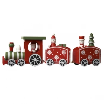 Image of Red And Green Wooden Train Decoration
