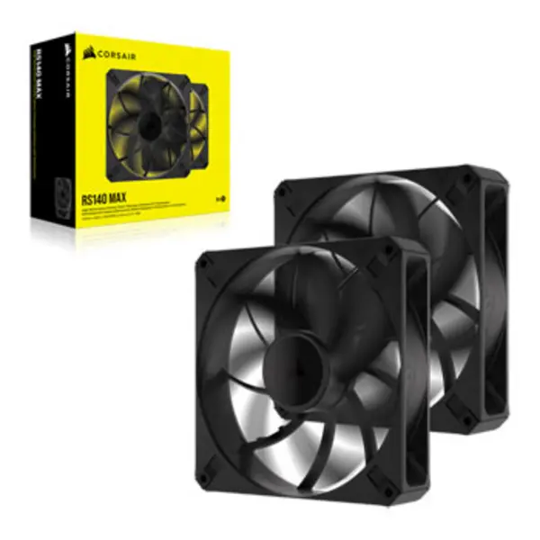Image of Corsair RS140 MAX 14cm PWM Thick Case Fans x2 30mm Thick Magnetic Dome Bearing 1600 RPM Liquid Crystal Polymer Construction CO-9050175-WW