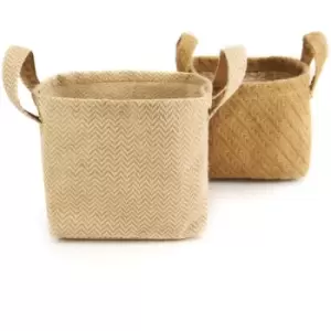 Image of Cotton Jute Storage Baskets - Pack of 2 M&W - Brown