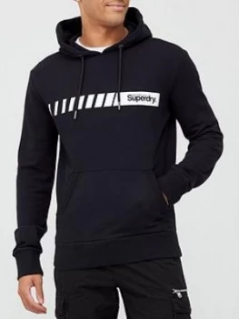 Image of Superdry Core Logo Sport Stripe Hoodie - Black Size M Men