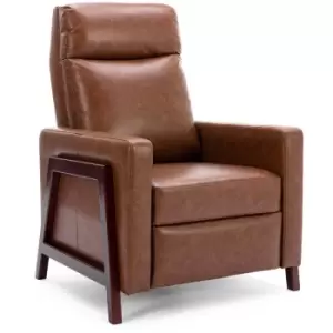 Image of Riley push back soft air leather modern reclining armchair accent home cenema recliner chair brown - Brown
