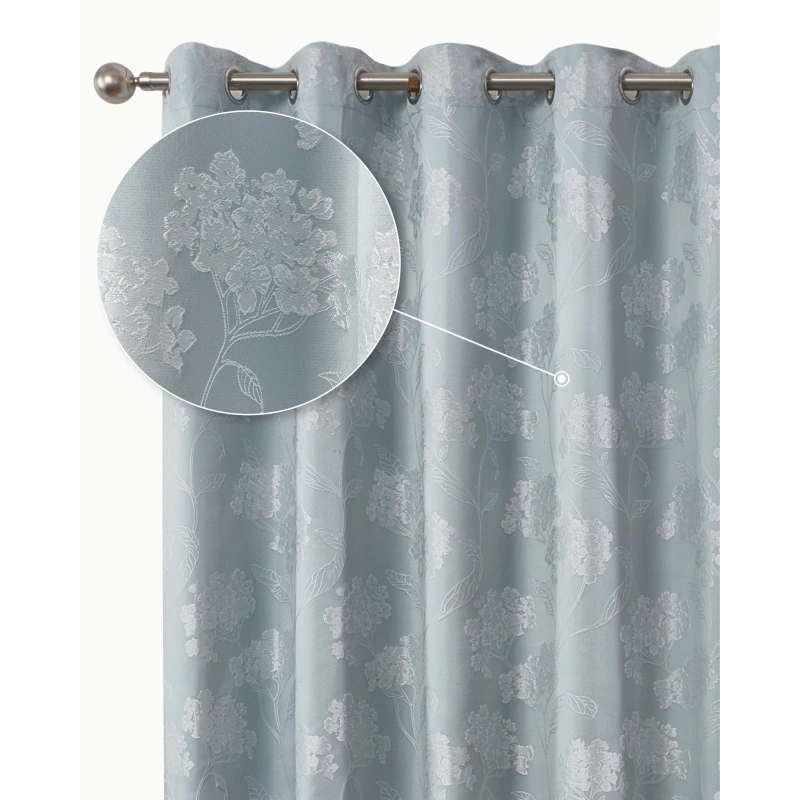 Image of Emma Barclay Blossom Eyelet Curtain 90 x 90 Duck (pair), Blue BLOS9090DUC