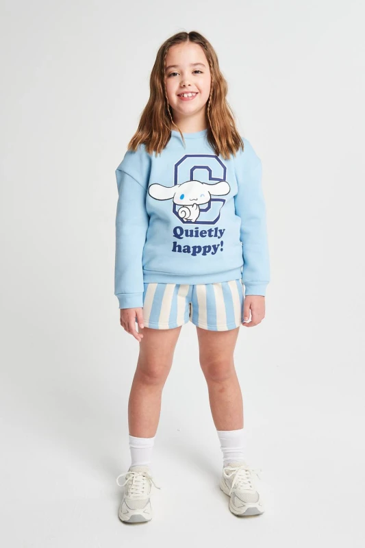 Image of Brand Threads Cinnamoroll Sweater & Shorts Set in Blue Size: 5-6 Years Blue Unisex 5-6 Years