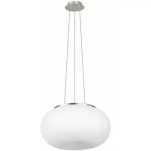 Image of Pendant Ceiling Light Colour Satin Nickel Shade White Glass Opal Matt E27 2x60W