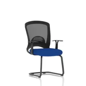 Image of Astro Visitor Bespoke Fabric Seat Stevia Blue Cantilever Leg Mesh Chair