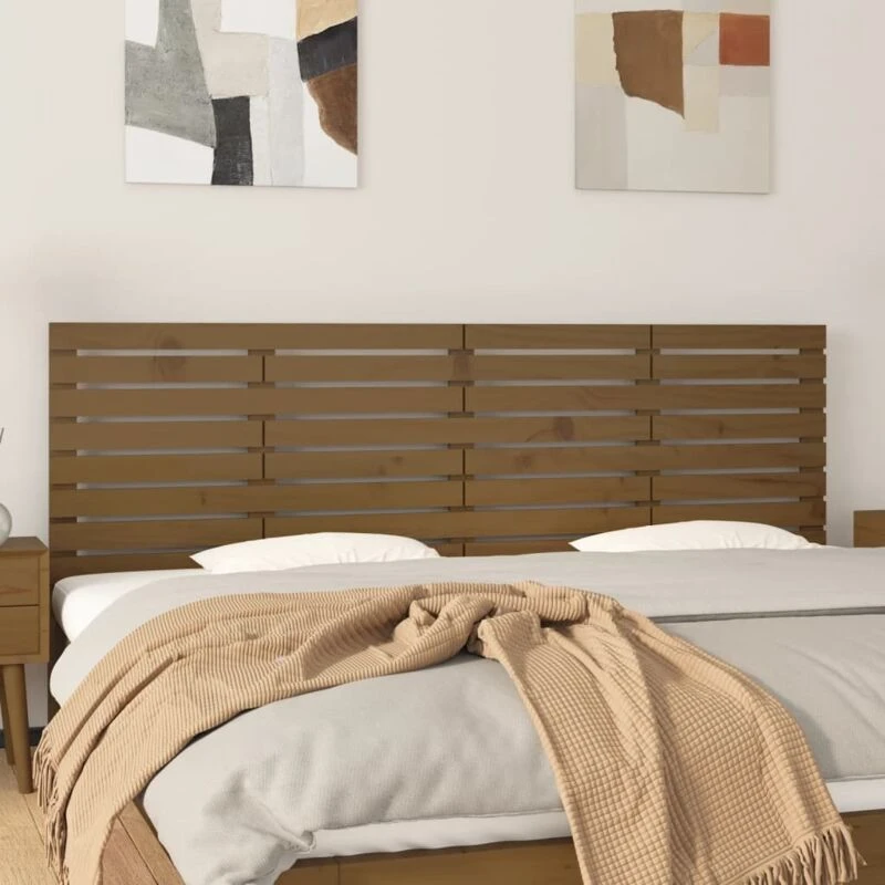 Image of Vidaxl Wall Headboard Honey Brown 206X3X63cm Solid Wood Pine, Brown 824721