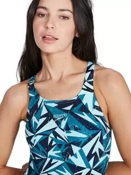 Image of Speedo Hyperboom Allover Medalist, Blue, Size 34, Women