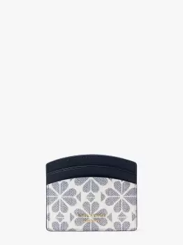 Image of Spade Flower Coated Canvas Cardholder - Slate Blue Multi - One Size