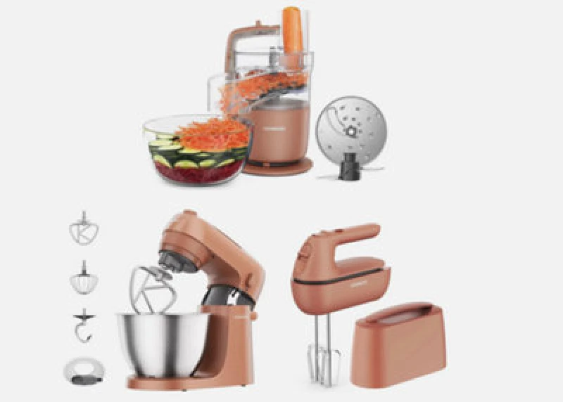 Image of Kenwood Go Food Processor, Stand & Hand Mixer Storm Clay Red