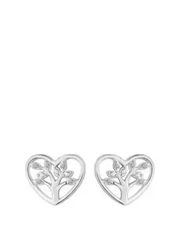 Image of Simply Silver Sterling Silver 925 Tree Of Love Heart Stud Earrings