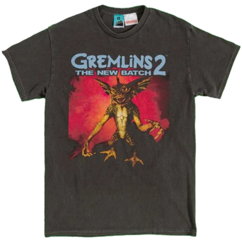 Image of Gremlins Mens Stripe Vintage Washed T-Shirt in Black Size: Medium Black Male M