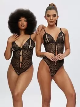 Image of Ann Summers Bodywear Diamond Kiss Body, Black Size M Women