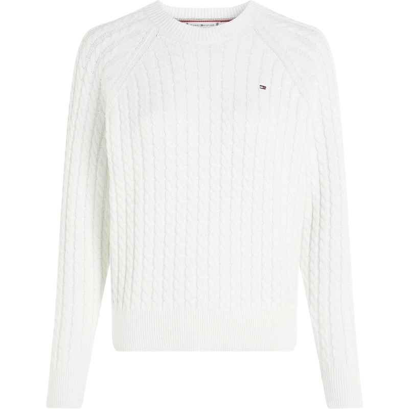 Image of Tommy Hilfiger Cable knit crew neck Sweater - Cream Cream 8