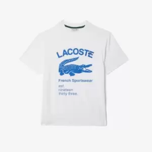 Image of Mens Lacoste Relaxed Fit Crocodile T-Shirt Size 4 - M White